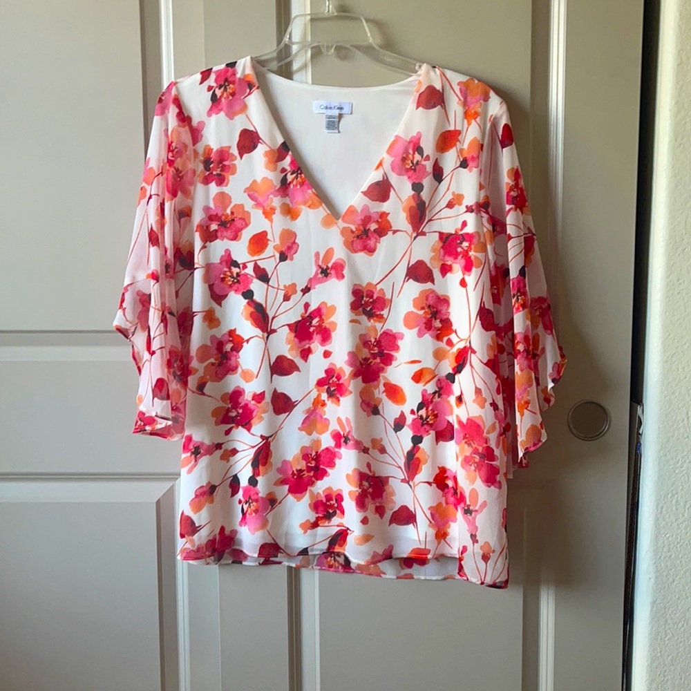Calvin Klein Floral Blouse Size XL